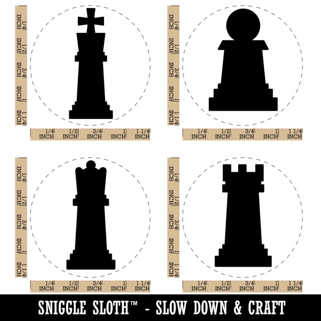 Chess Set Pieces Pawn Rook Queen King Rubber Stamp Set for Stamping Crafting Planners